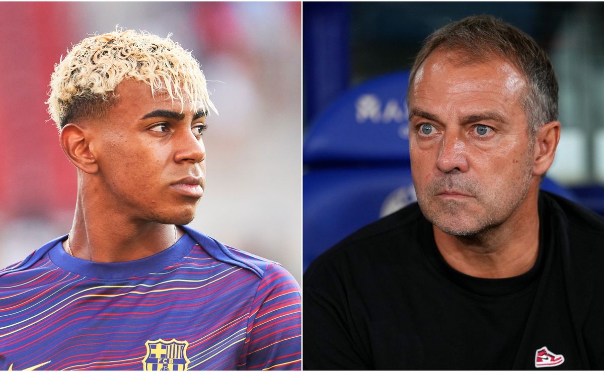 lamine yamal aur hansi flick fc barcelona coach